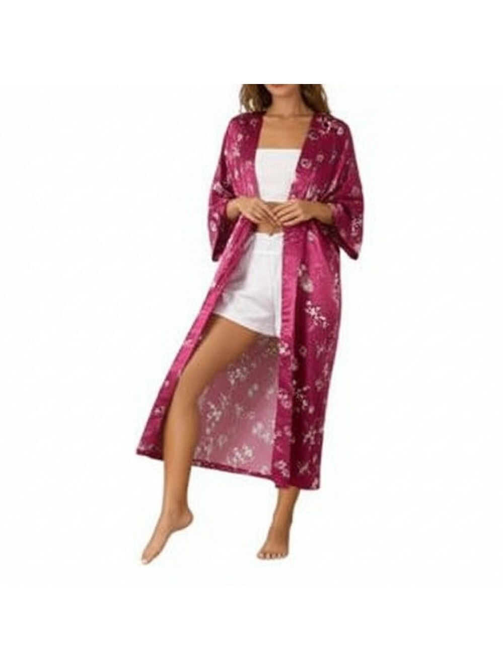 Suzanne Somers Floral Kimono Robe Plus Size 1X Rose NWOT